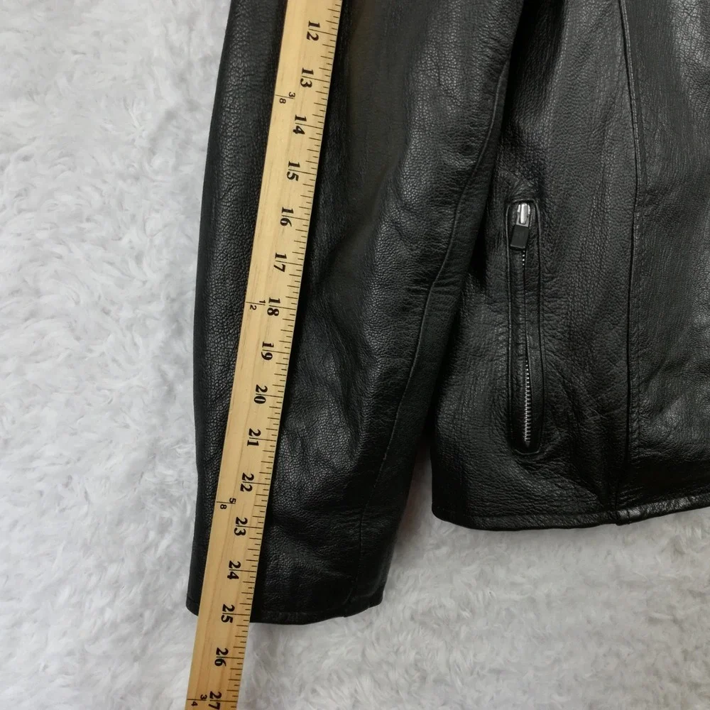 Interstate Mens Jacket Leather Black Motorcycle Full Zip Lined XXL